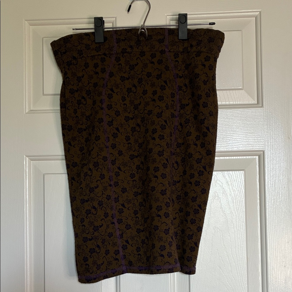 Chic Brown Floral Pencil Skirt